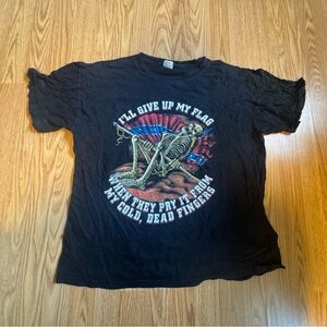 Men’s Black Graphic USA T-Shirt with Skeleton Design L